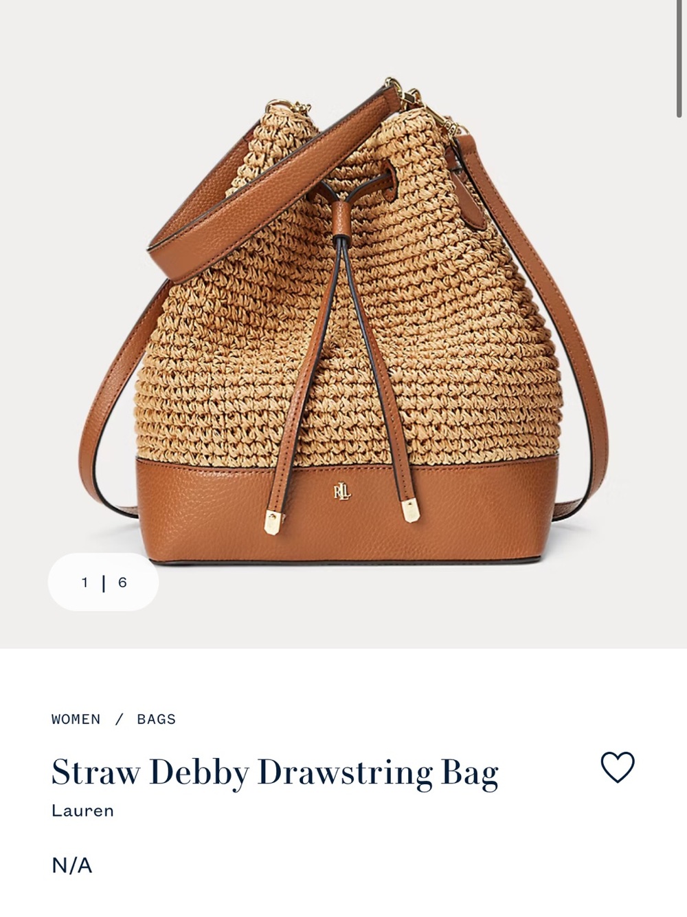 Lauren Ralph Lauren Straw Debby Drawstring Bag in Tan